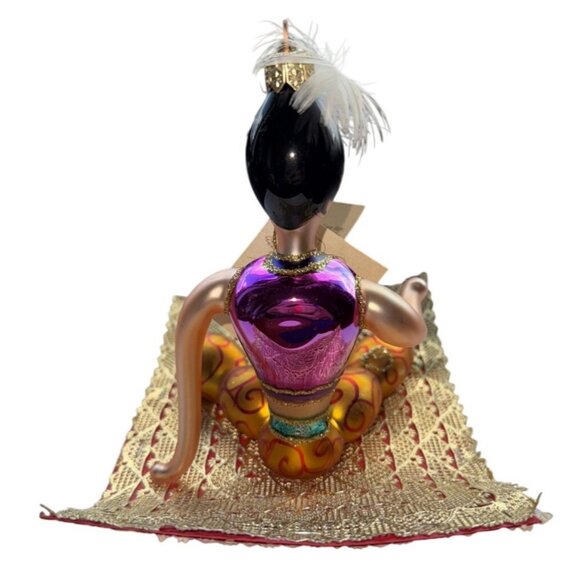 Laved Aladin On Magic Carpet Christmas Ornament Italian Blown Glass 1990s - Picture 3 of 9